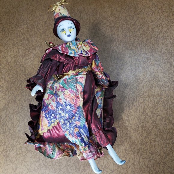 CLOWN PIERROT MUSIC BOX Doll 12 inch Rotates and Plays POSABLE Head Vintage 1995 - Picture 9 of 9